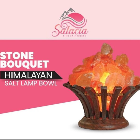 Stone Bouquet - A Himalayan Salt Lamp Bowl with Dimmer Cord - 100% Natural Pink - Picture 2 of 5